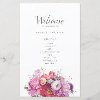 Lámina Boda de acuarela floral de verano rosa