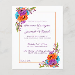 Lámina BODA de acuarela floral Naranja púrpura