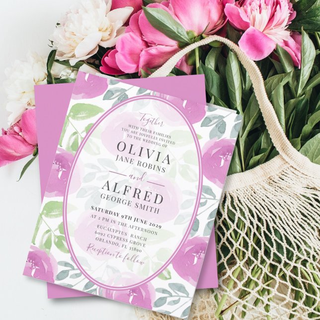 Lámina Boda de acuarela floral rosa de Boho de presupuest (Subido por el creador)