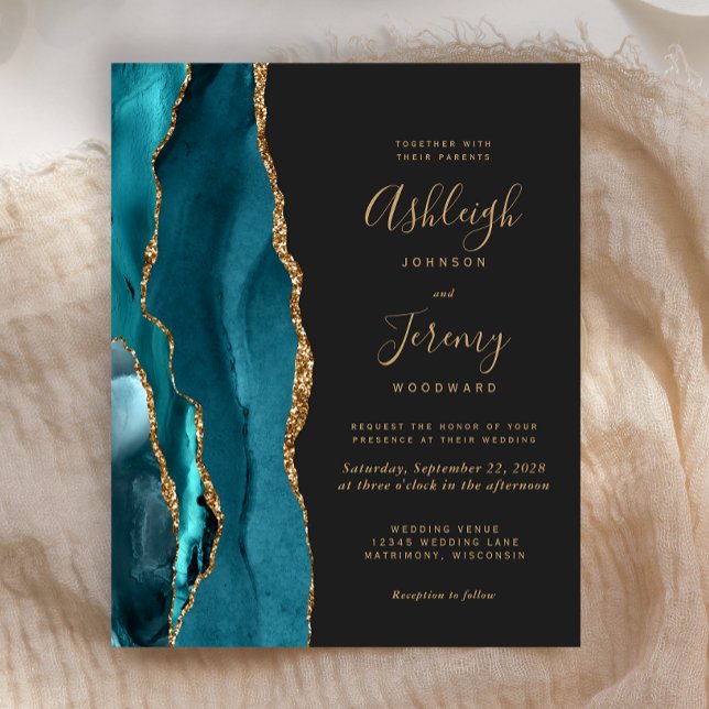 Lámina Boda de Agate de Oro Verde azulado oscuro presupue (Subido por el creador)