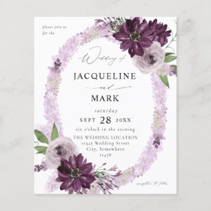 Lámina Boda de Anillo Floral Purple & Lavender de presupu