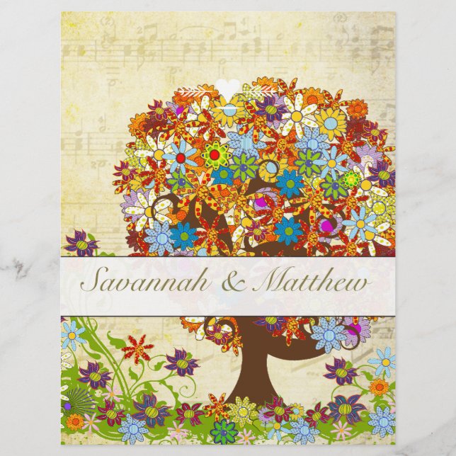 Lámina Boda de árbol de flor forestal encantado musical (Anverso)