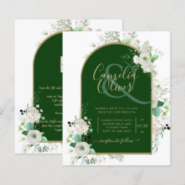 Lámina Boda De Arco Verde Esmeralda De Rosas Blancas De V