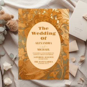 Lámina Boda de Art Nouveau floral de oro de presupuesto