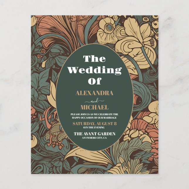 Lámina Boda de Art Nouveau floral elegante con presupuest (Anverso)