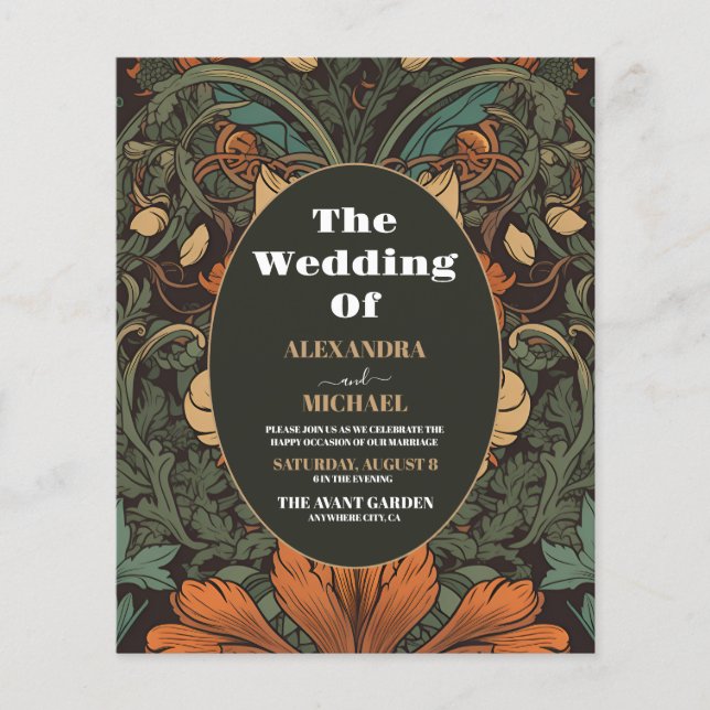 Lámina Boda de Art Nouveau floral elegante con presupuest (Anverso)