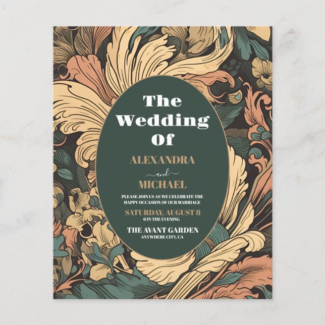 Lámina Boda de Art Nouveau floral elegante con presupuest (Anverso)