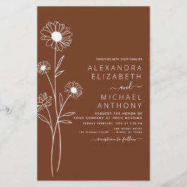 Lámina Boda de arte de la línea de flores botánicas Minim