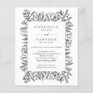 Lámina Boda de arte de línea floral blanca de presupuesto
