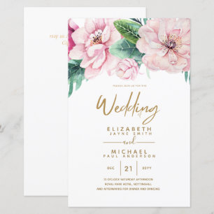 Lámina Boda de bajo presupuesto Netork Floral Rosa invita