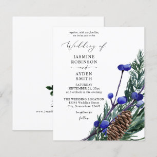 Lámina Boda de berenjenas azules y vegetación de pino en 