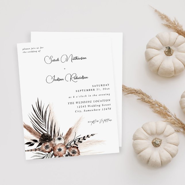 Lámina Boda de Boho floral natural y negro de presupuesto (Subido por el creador)