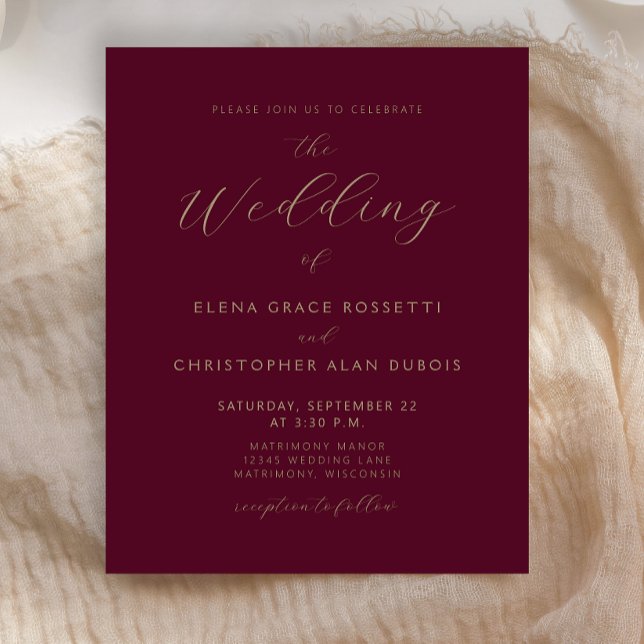 Lámina Boda de Borgoña con guión de oro moderno (Subido por el creador)