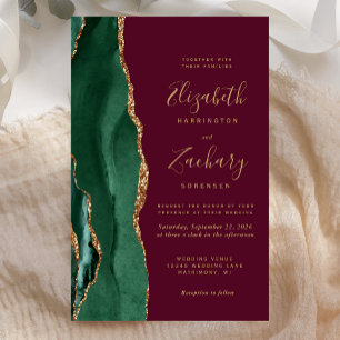 Lámina Boda de Borgoña de la Agate de Oro Verde Esmeralda