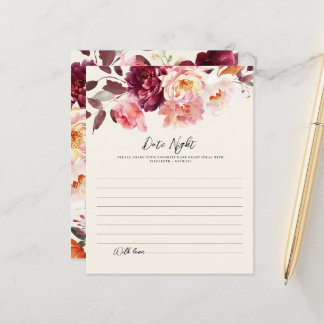 Lámina Boda de Borgoña Floral Cárteles de ideas nocturnas