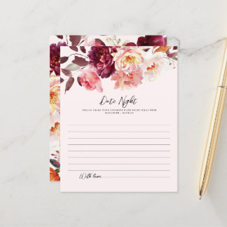 Lámina Boda de Borgoña Floral Cárteles de ideas nocturnas