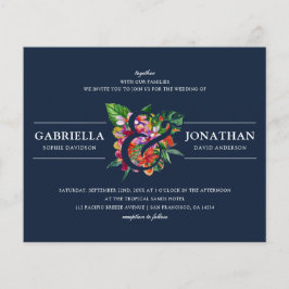 Lámina Boda de Bouquet Tropical Moderno de la Marina de P