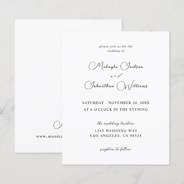 Lámina Boda de caligrafía de 9 para el presupuesto modern (Anverso / Reverso)