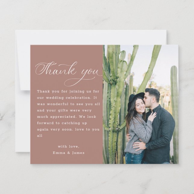 Lámina Boda de caligrafía de Rosa de cobre. Gracias (Anverso)