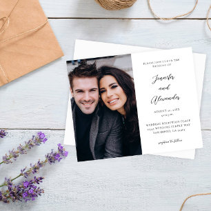 Lámina Boda de caligrafía elegante de fotografía lateral 