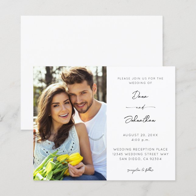 Lámina Boda de caligrafía moderna de fotografía lateral d (Anverso / Reverso)