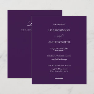 Lámina Boda de caligrafía púrpura violeta oscura de presu