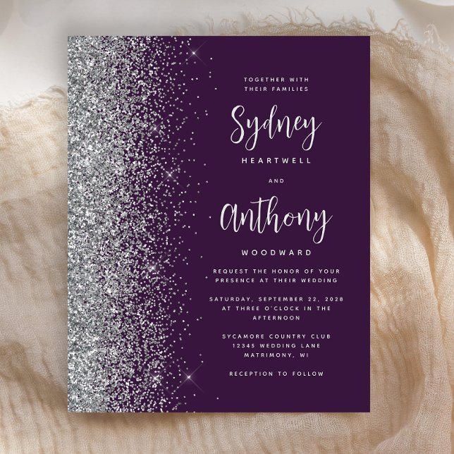 Lámina Boda de caligrafía Purpurina Purple Silver de pres (Subido por el creador)