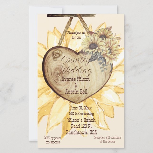 Lámina Boda de campo girasol (Anverso)