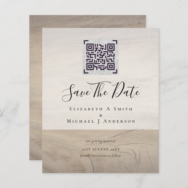 Lámina Boda de código de exploración QR moderno Guardar f (Anverso / Reverso)