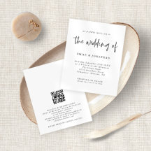 Boda de código QR blanco negro Minimalista de pres