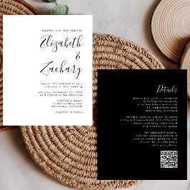 Lámina Boda de código QR blanco y negro moderno de presup