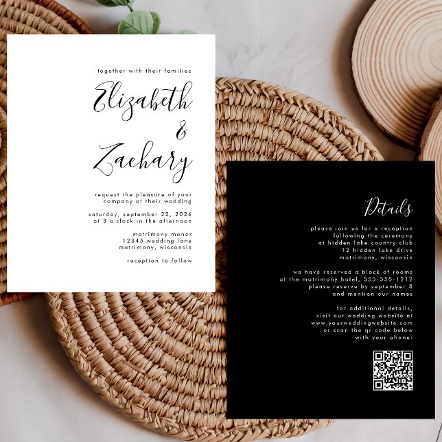 Lámina Boda de código QR blanco y negro moderno de presup (Subido por el creador)