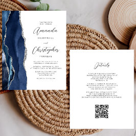 Lámina Boda de código QR de Agate Blue Silver de la Marin