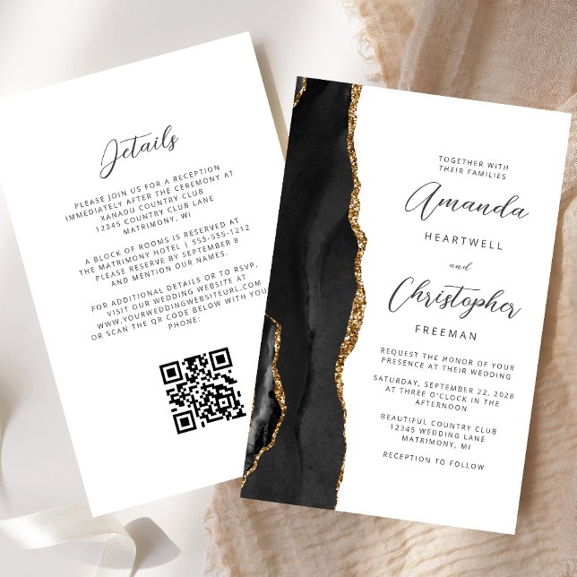 Lámina Boda de código QR de Agate de Oro Negro de Presupu (Subido por el creador)