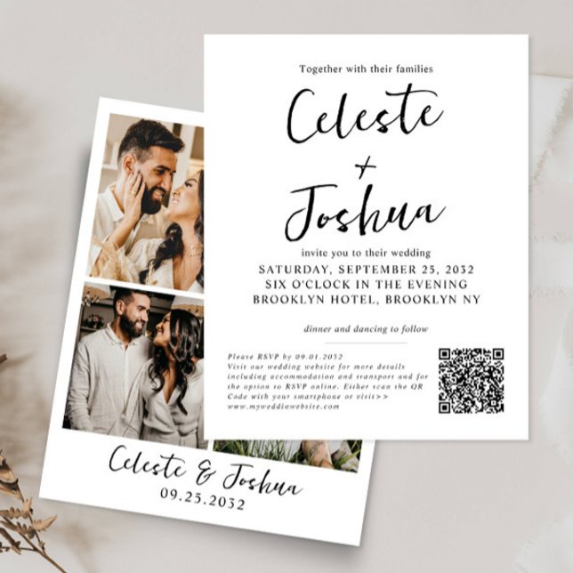 Lámina Boda de código QR de Budget Modern 4 Photo Script  (Subido por el creador)