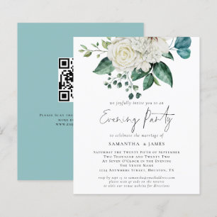 Lámina Boda de código QR de florals blancas presupuesto F