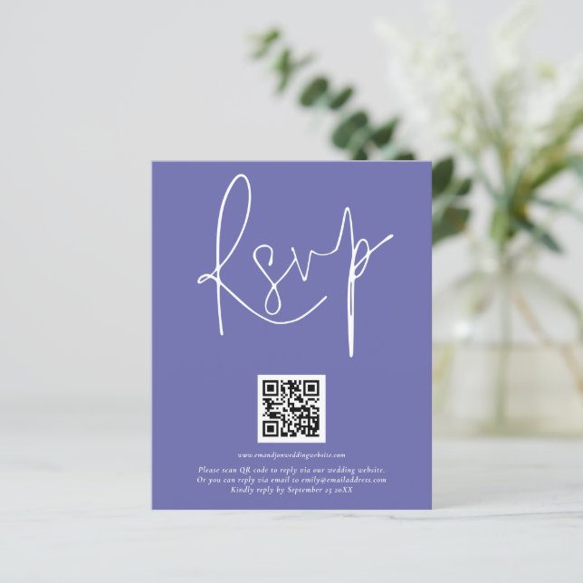 Lámina Boda de código QR de presupuesto  RSVP azul (Anverso de pie)
