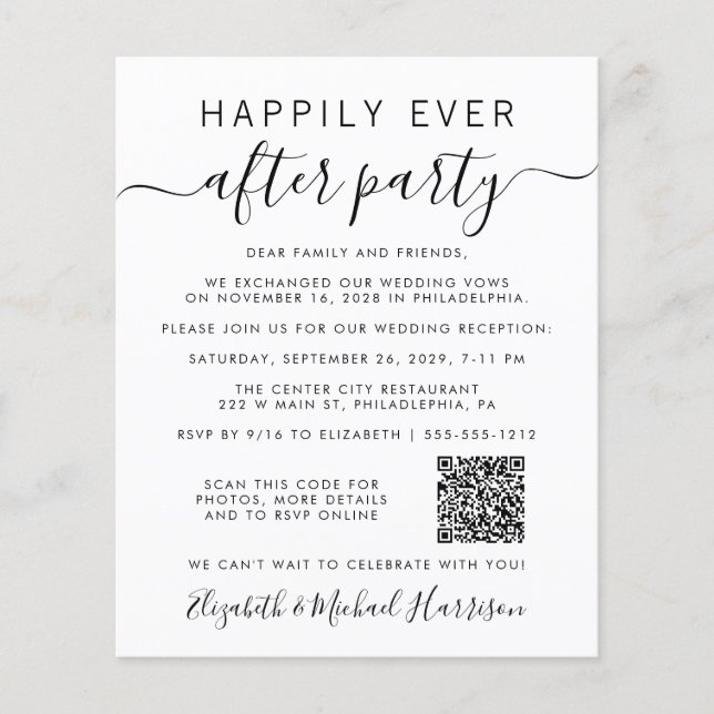 Lámina Boda de código QR de presupuesto tras invitación d (Anverso)