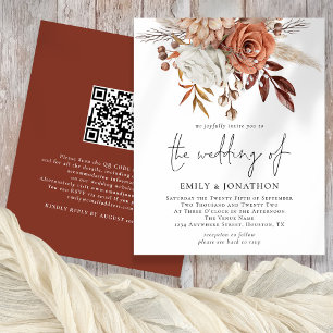Lámina Boda de código QR de Terracotta Florals Rustic Pre