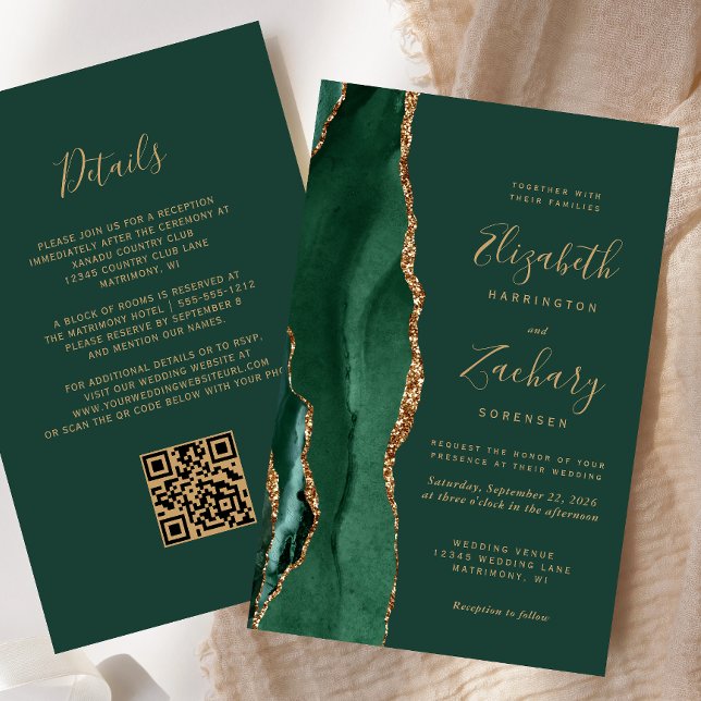 Lámina Boda de código QR del Agate verde de esmeralda pre (Subido por el creador)