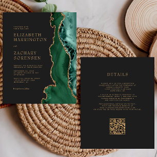 Lámina Boda de código QR del Agate verde de esmeralda pre