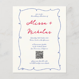 Lámina Boda de código QR del monograma colorido del presu