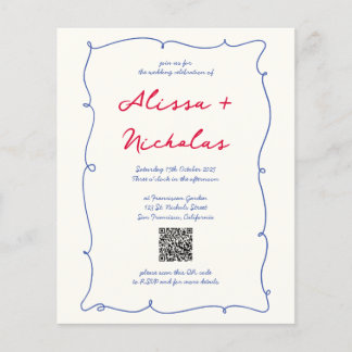 Lámina Boda de código QR del monograma colorido del presu