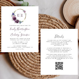 Lámina Boda de código QR del monograma de la guirnalda pú