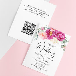 Lámina Boda de código QR floral rosa de Fuchsia moderna d