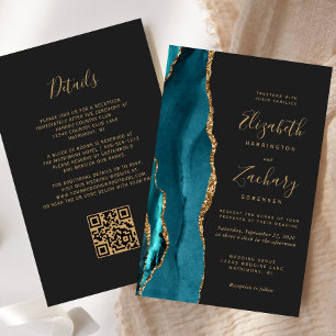 Lámina Boda de código QR oscuro de Agate azul Verde azula