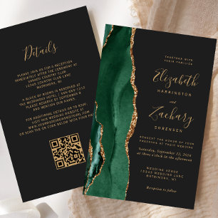 Lámina Boda de código QR oscuro del Agate verde esmeralda