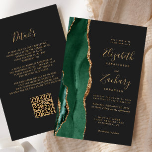 Lámina Boda de código QR oscuro del Agate verde esmeralda