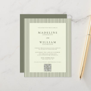 Lámina BODA de código Qr verde elegante de Sage desnudo