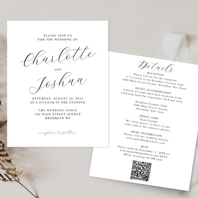 Lámina Boda de código RSVP RQR elegante de presupuesto Mi (Subido por el creador)
